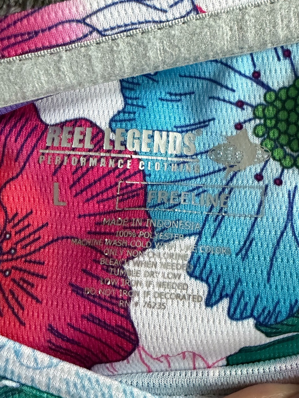 Reel Legends Keep It Cool Floral UPF Sun Shirt Long Sleeve Top Size Large Beach - Picture 4 of 4